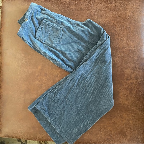 Saint Geraldine Blue Corduroy High-Waisted Flare Pants - Picture 1 of 6